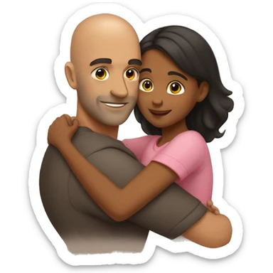 brown girl hugging her bald dad sticker