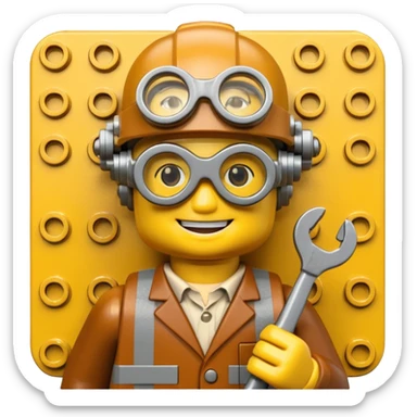 Steampunk Inventor yellow lego toy sticker