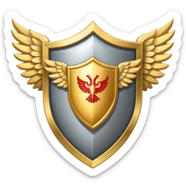 holy emblem with silver wings and shield in the middle sticker