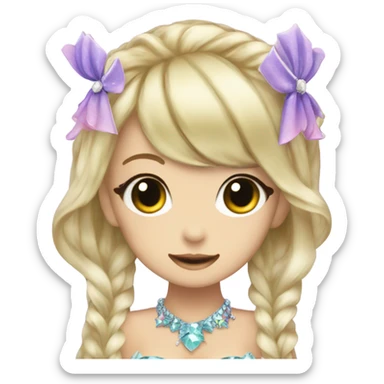 mermaif hime gyaru girl with pointy, jewerly sticker