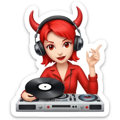 female devil disk jockey sticker