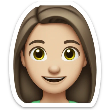 medium brown hair green eyes pale skin woman laughing nervously sticker