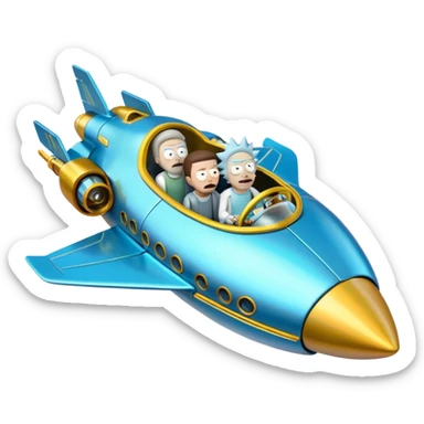 Hot wheels Rick and Morty flying in a spaceship to the citadel of Ricks  sticker