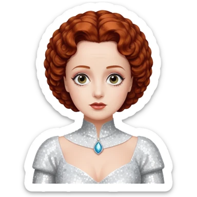 Elsa Lanchester with auburn hair, white sequin outfit sticker