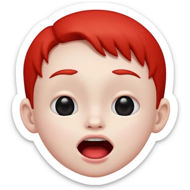 Red kid with prue black eyes and mouth sticker