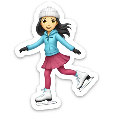 Ice skating girl asian sticker