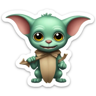 Cute gremlin with a cut animal bat sticker