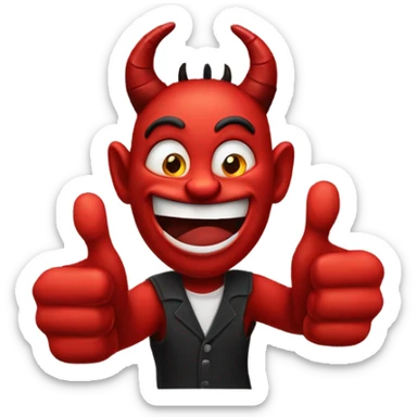 The devil gives a thumbs up sticker