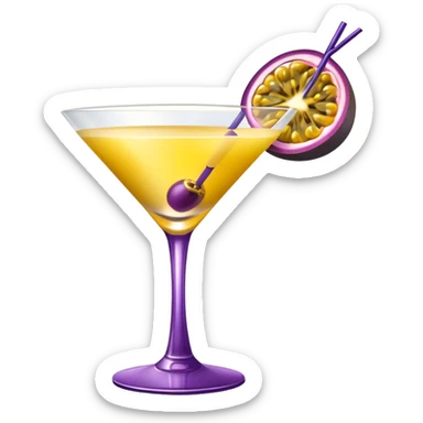 passionfruit martini with half passiofruit in drink sticker