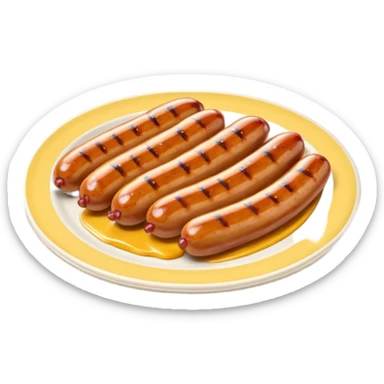 small sausages with mustard sticker
