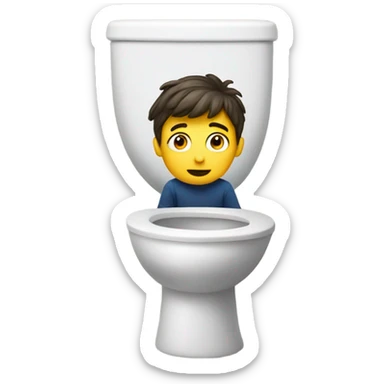 A small man peeking out of a toilet  sticker