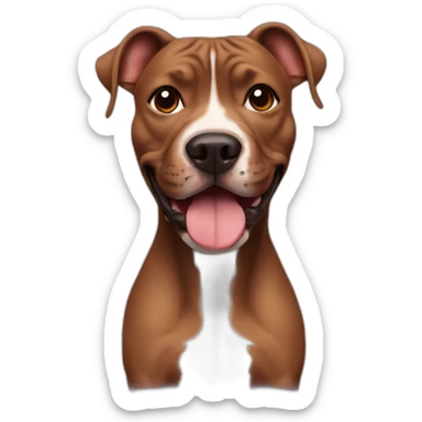 Brown pitbull with a black nose smiling sticker