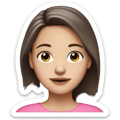 white girl with dark brown hair dark brown eyes dressed in pink sticker