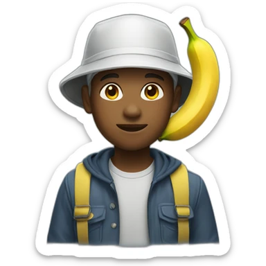 A Boy with An Banana bucket hat sticker