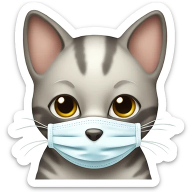 baby cat with covid mask sticker