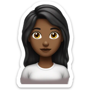 menina de olhos preto  cabelo muito longo cabelo preto e cabelo cacheado sticker