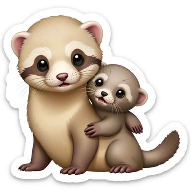 A ferret and a seal, no logo, just them going full action mode, shooting like a movie duo. Total chaos energy but make it adorable and dangerous.” sticker
