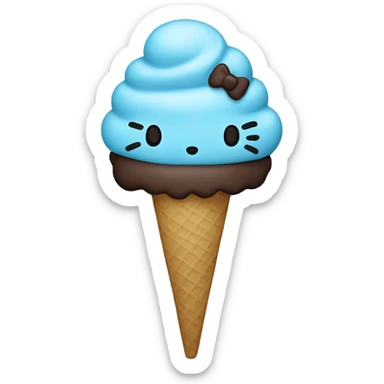 light blue ice cream with dark brown hello kitty  sticker