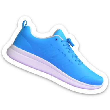 blue running shoe emoji, cartoonish 3D emoji style, white sole, angled view sticker