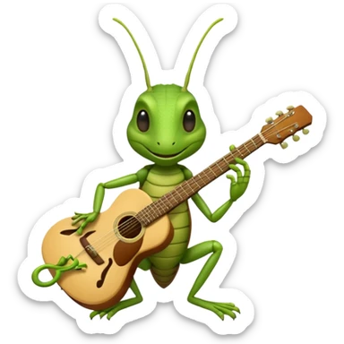 grasshopper playing guitar sticker