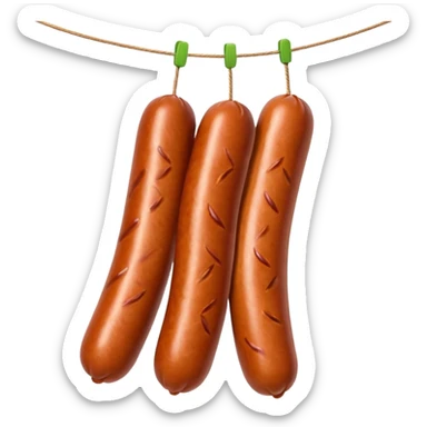 Three sausages on a string.
Apple emoji style sticker