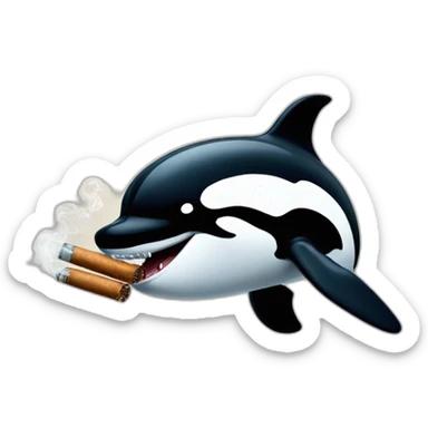 orca face smoking a cigarre in his mouth sticker