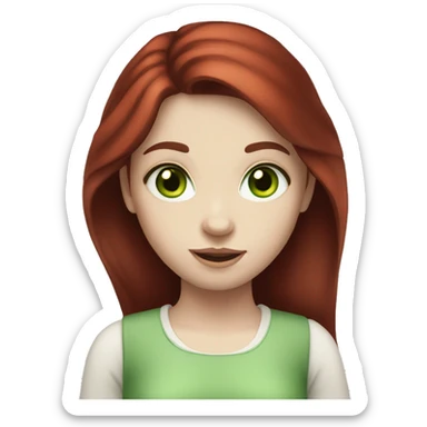 girl, dark red hair, green eyes, pale skin sticker
