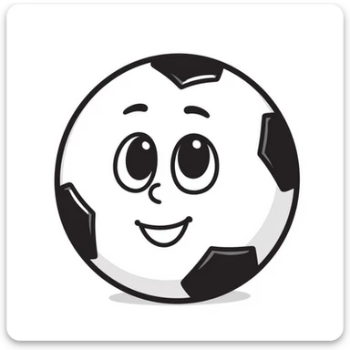 A hand-drawn football/soccer ball with an adorable face and expression sticker