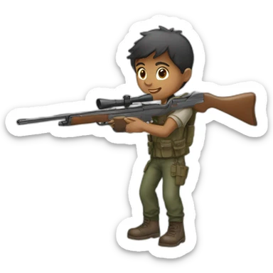 boy aiming with rifle sticker