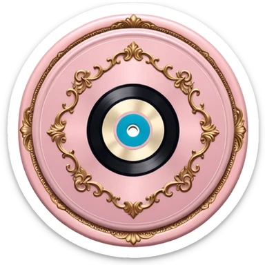 Vintage ornate rococo pale pink vinyl record sticker
