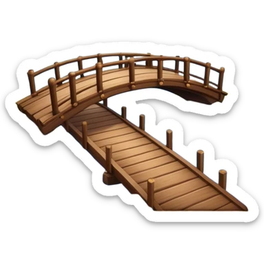 building a brown wood bridge, blue magic love people sticker