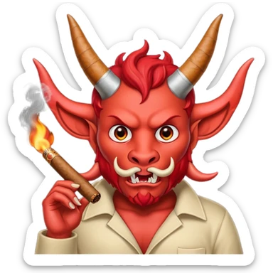 Diablito de cara roja con un cigarro pero el cigarro en la boca y menos humanoide sticker