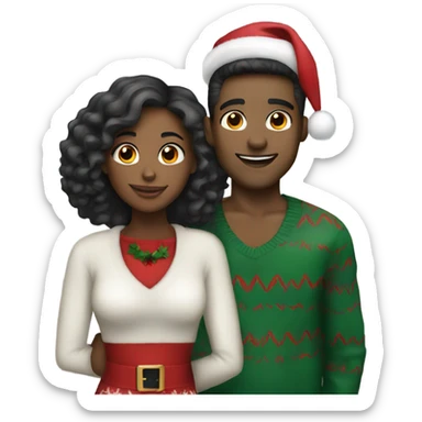 Christmas couple black girl Hispanic male sticker