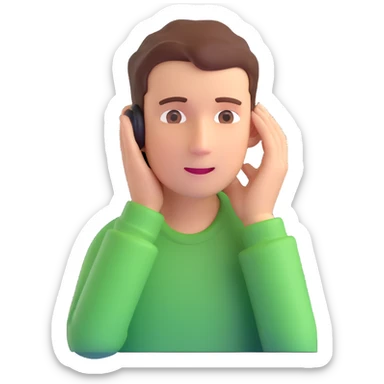 person with ear pain sticker