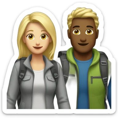Mom and Dad Hiking blond Hair sticker