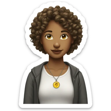 Curly-haired Harry Potter fan wearing a snitch pendant around her neck sticker