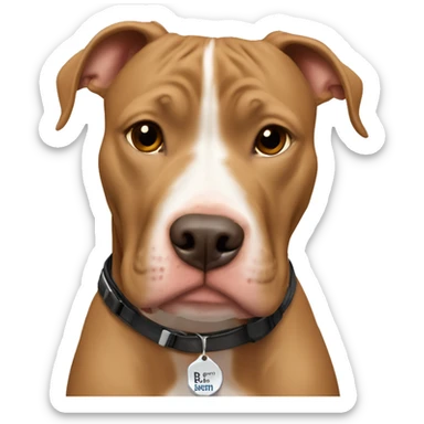 Light brown pitbull with B name tag  sticker