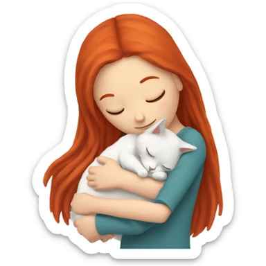 Red hair girl sleeping with ragdoll sticker
