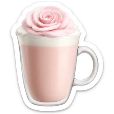 Light Pink latte classy in glass with flower sticker