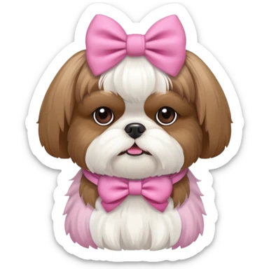 Can you create a white brown shih tzu with a pink bow saying jadita sticker