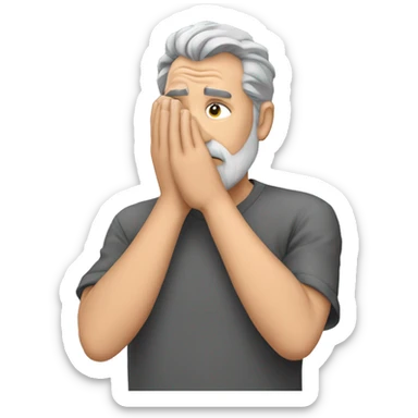 Face palm middle aged man grey hair grey beard sticker