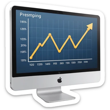 computer screen displaying a single presentation slide with a title line and a chart icon sticker