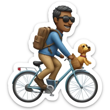 Human riding a bike with a backpack. There’s a dog in the backpack and it is wearing sunglasses  sticker