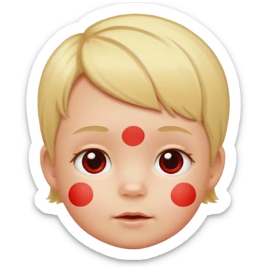 bebe com bolinhas vermelhas pequenas pelo corpo de tamanhos variados e loiro sticker