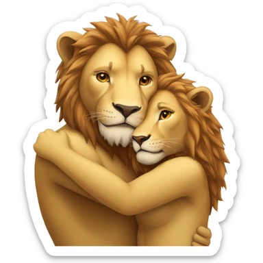 lioness and lion hug sticker