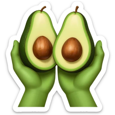 hands holding a so small avocado sticker