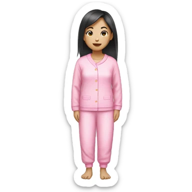 Asian girl wearing pink pajamas  sticker