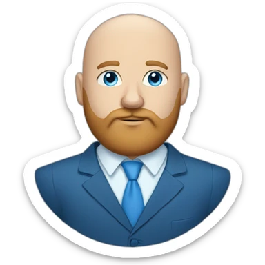 blue-eyed overweight bald man with a long beard in a blue suit sticker