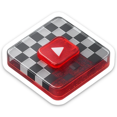 chess board of youtube play button, red YouTube play button, glossy circuit style sticker