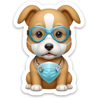 doctor dog Wearing Medical Mask sticker